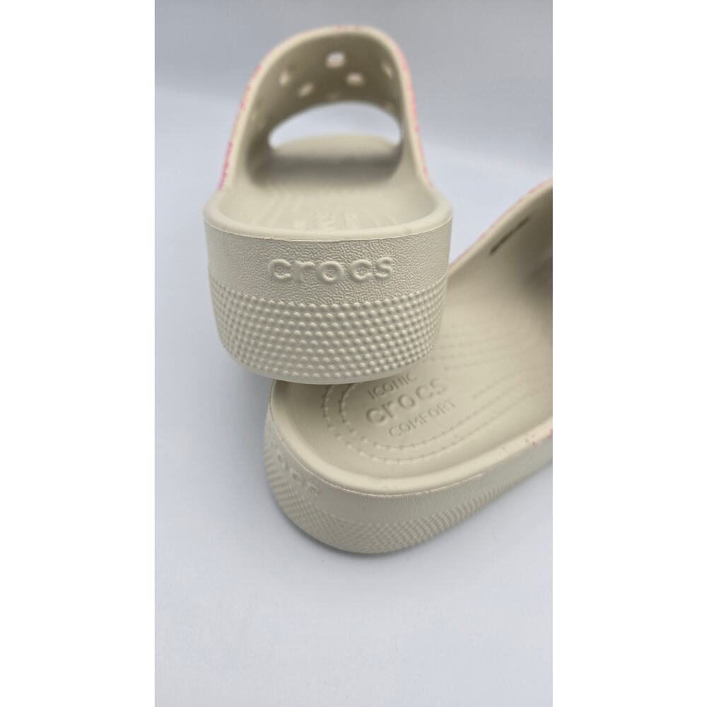 Crocs Women's Classic Platform Slide Sandal, Pink/Bone Size 7 - Picture 6 of 10